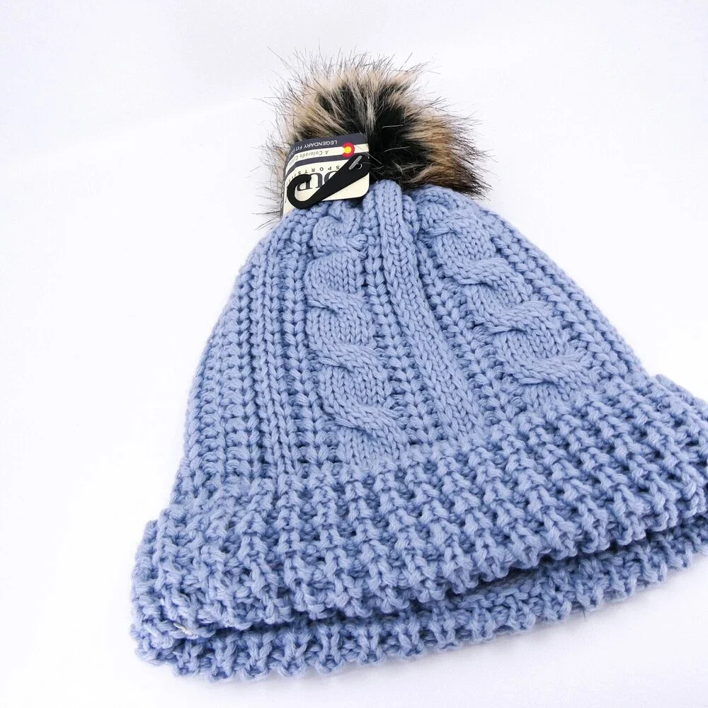 Cobra Winter Hat Womens One Size Blue Cable‎ Knit Preppy Cap Car Ouray Sports